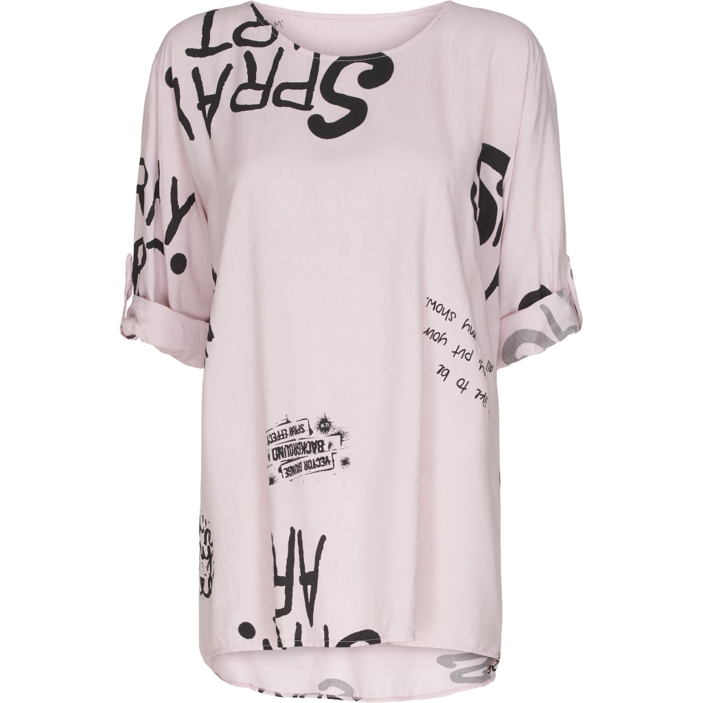 Løs bluse med tekst - Rose
