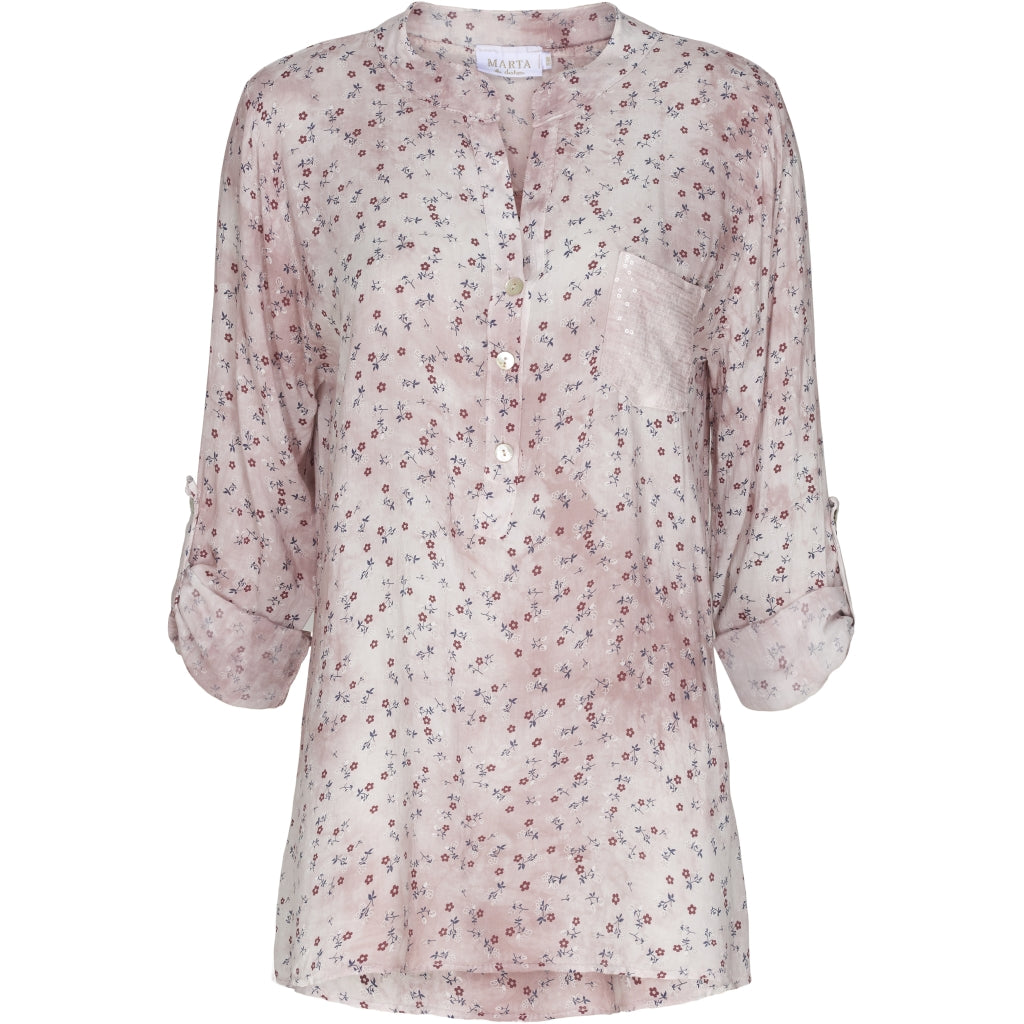 Blomstret skjortebluse - Rose Hot på udsalg
