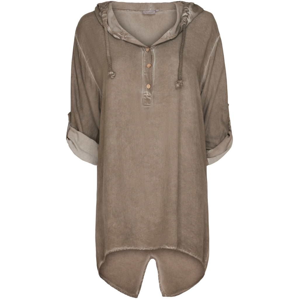 Bluse med hætte 3125-V - Brown