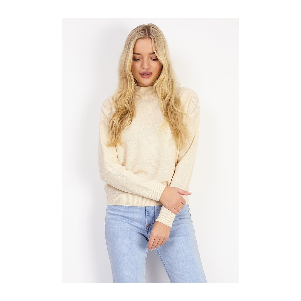 Brave Soul Ribbed High Neck Knit - Stone
