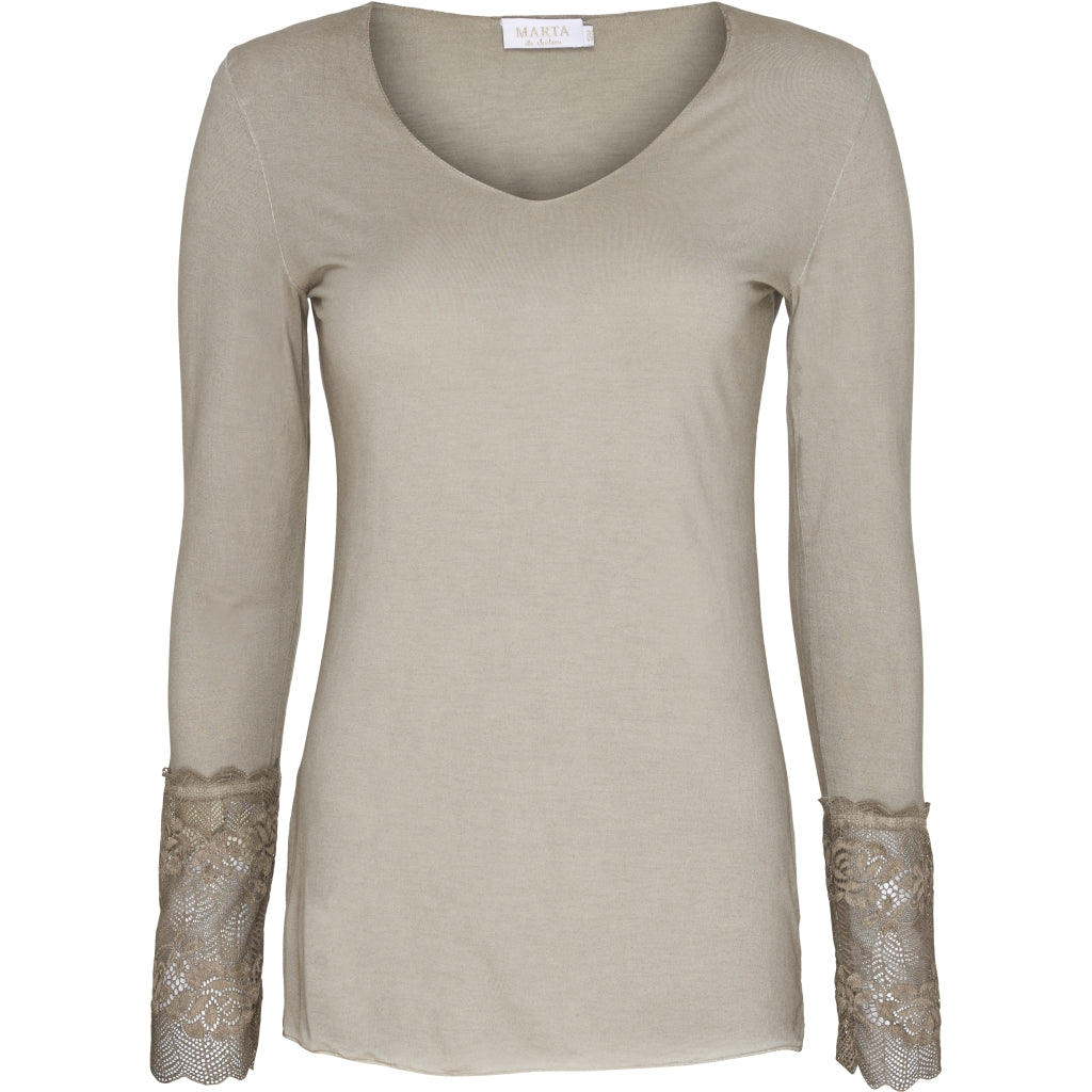 Bluse med blondeærmer 10422 - Fango