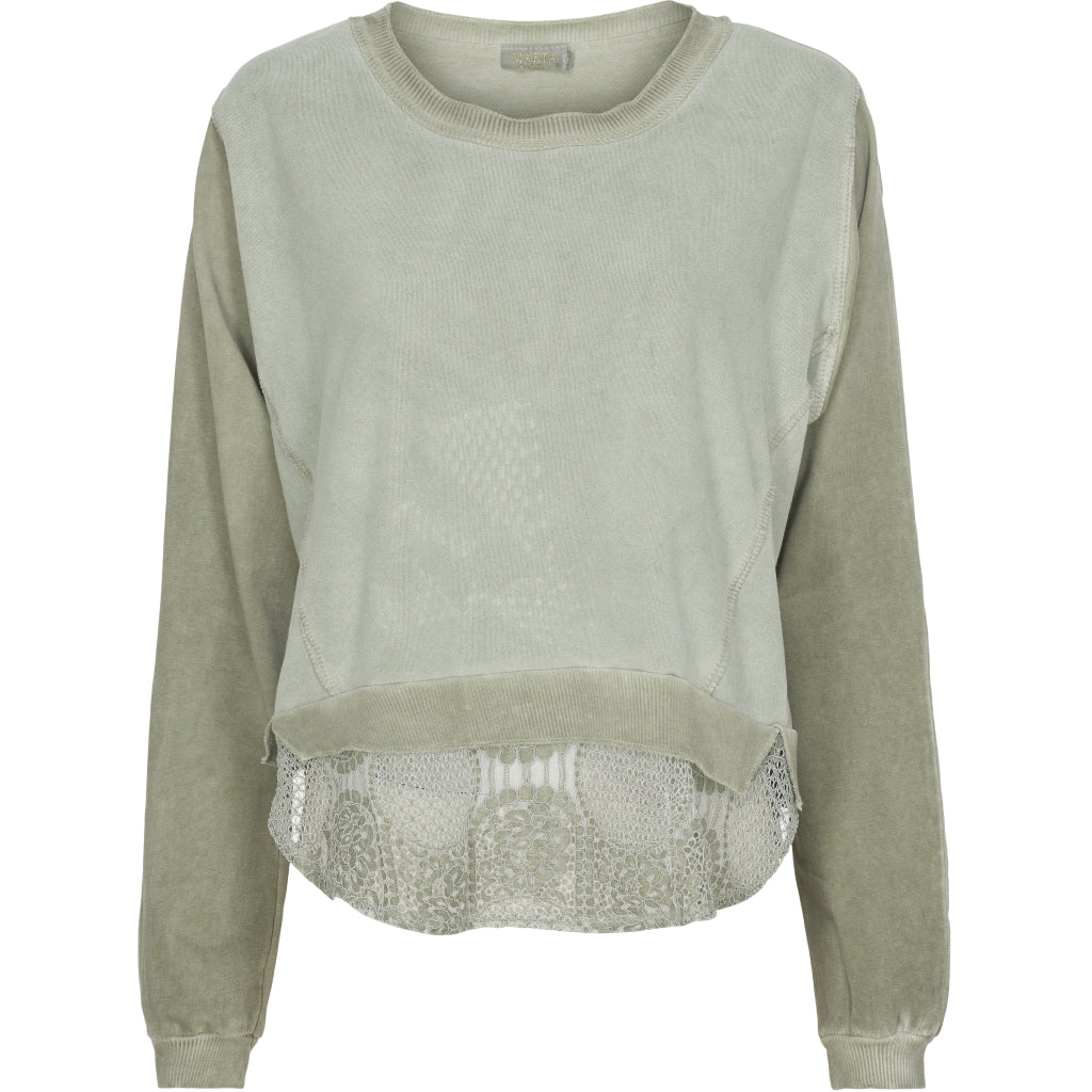Sweatshirt med blondekant - Green