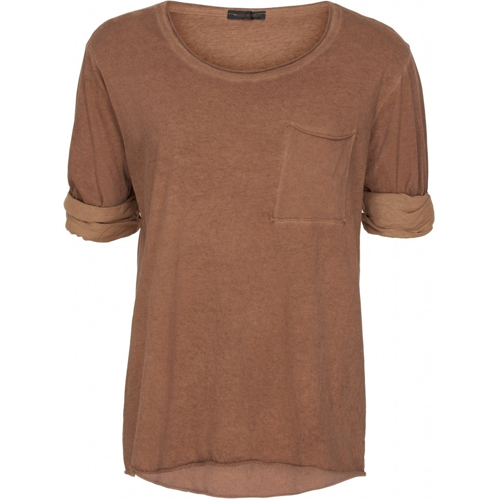 T-shirt med brystlomme - Brown