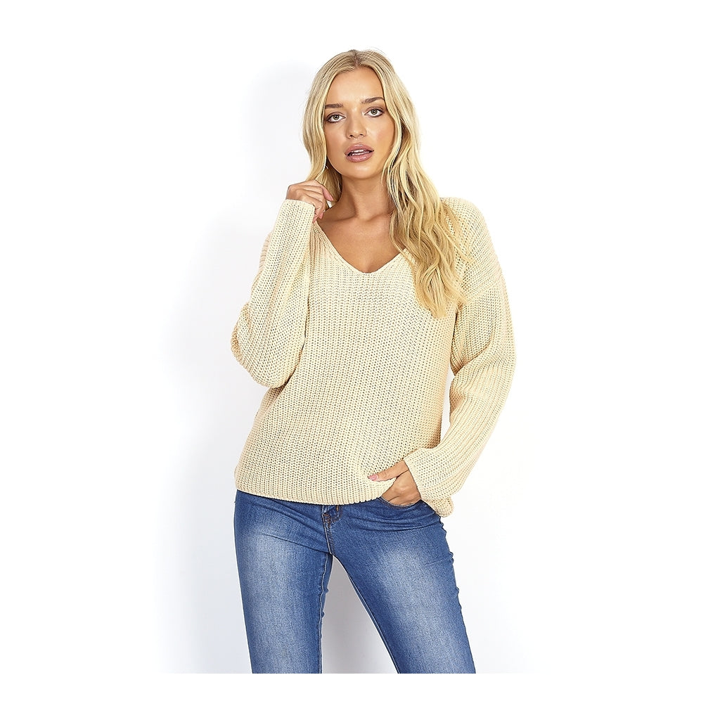 Brave Soul V-neck Pullover - Beige