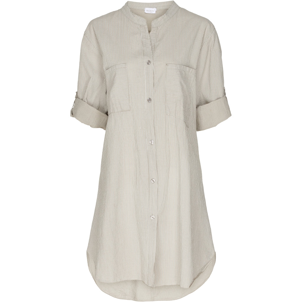 Skjortekjole med striber - Beige