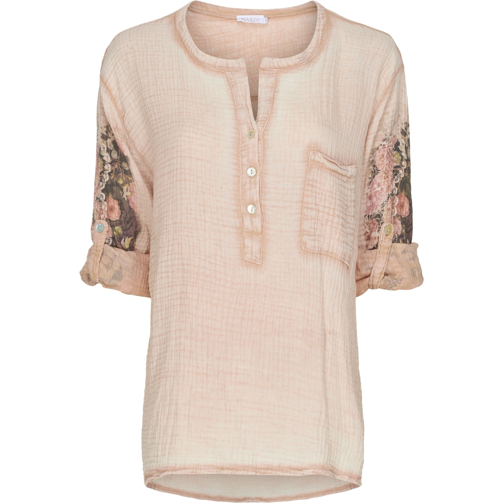 Bluse med blomster - Rose