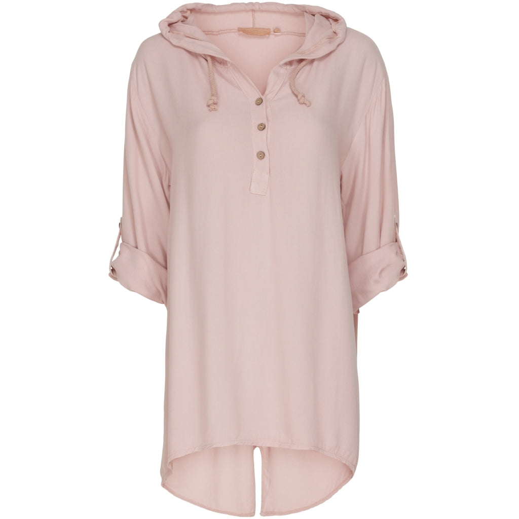 Løstsiddende bluse m. hætte - Rose