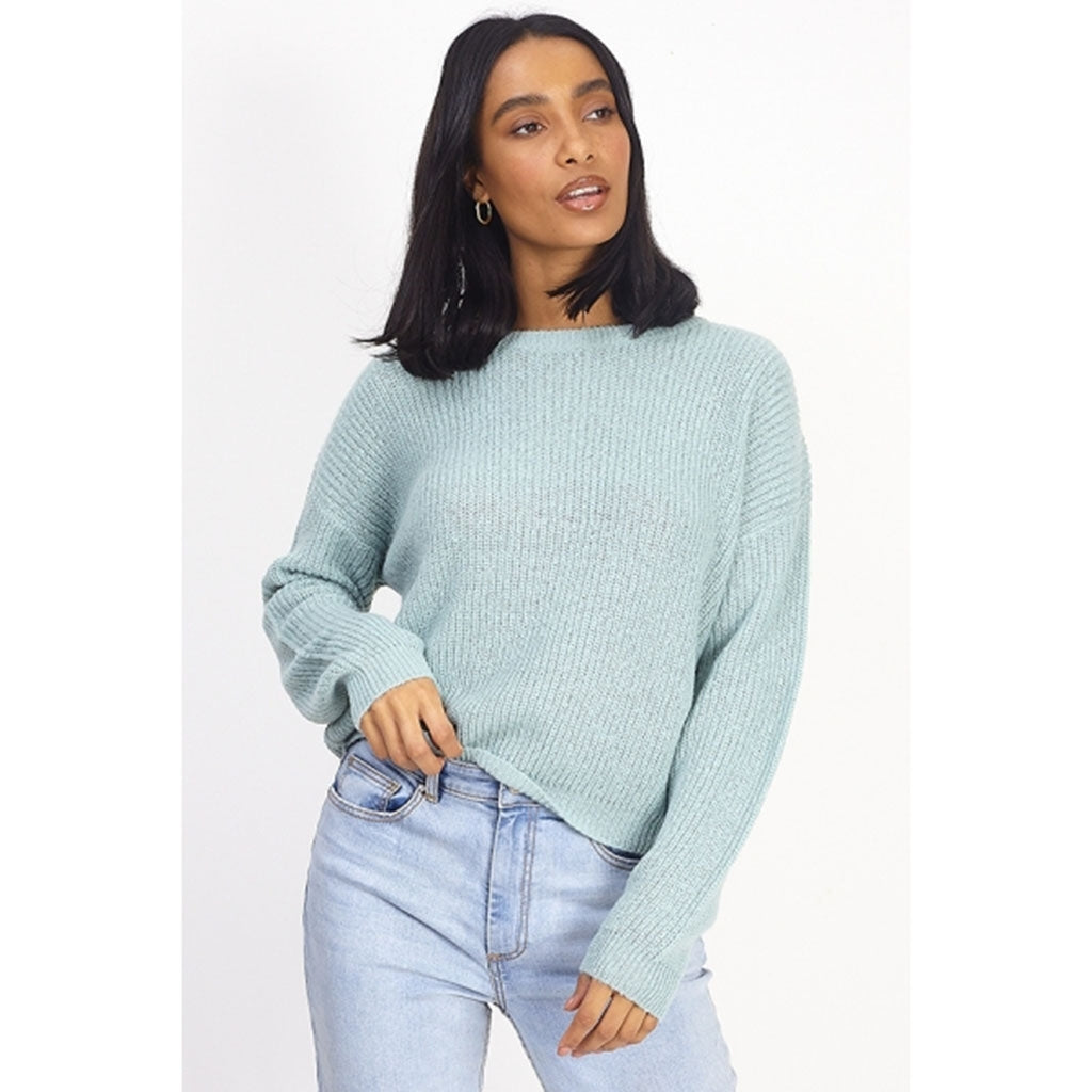 Brave Soul dame strik trøje LK-230WILLOWA - Mint Blue
