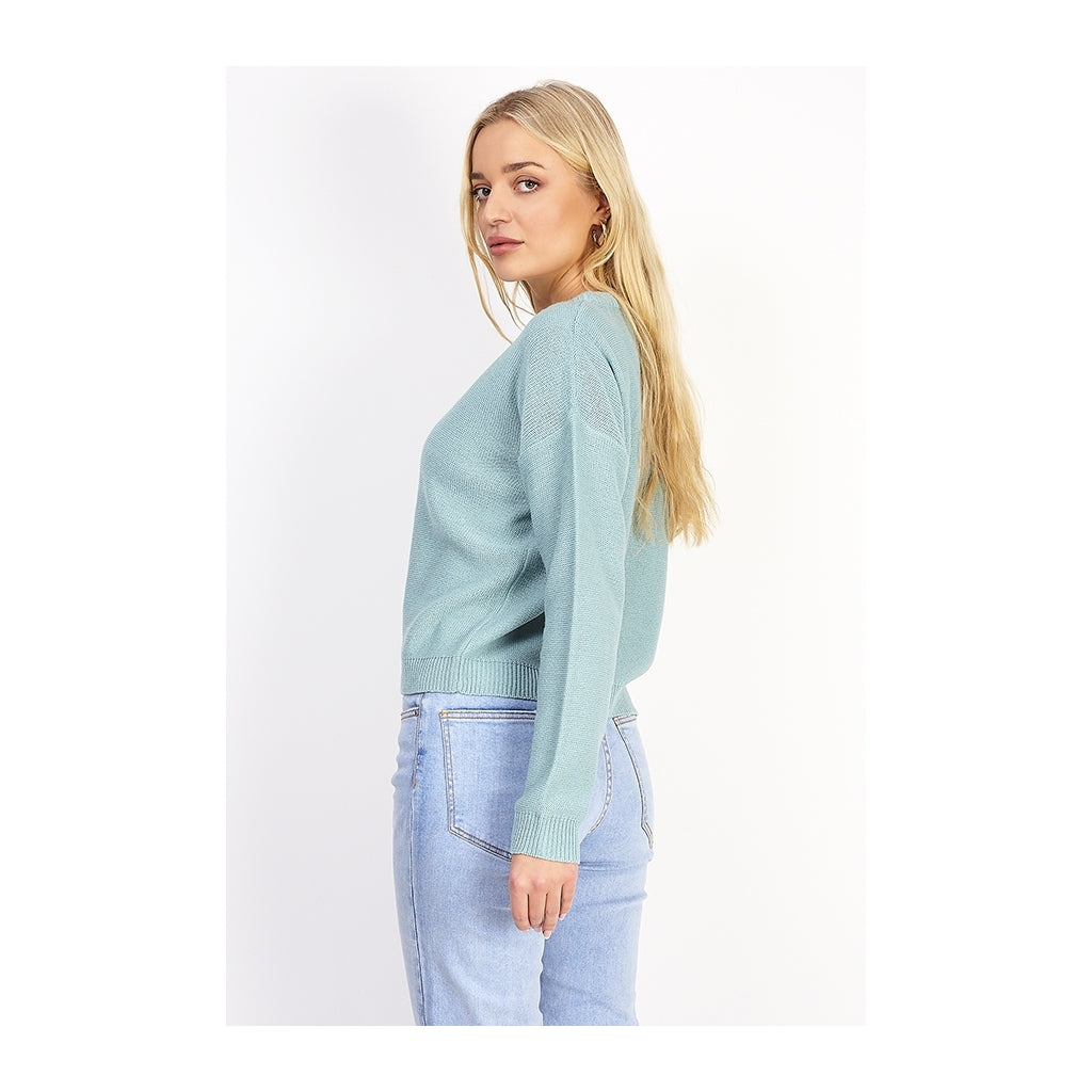 Brave Soul Langærmet strik - Mint Blue Rabat
