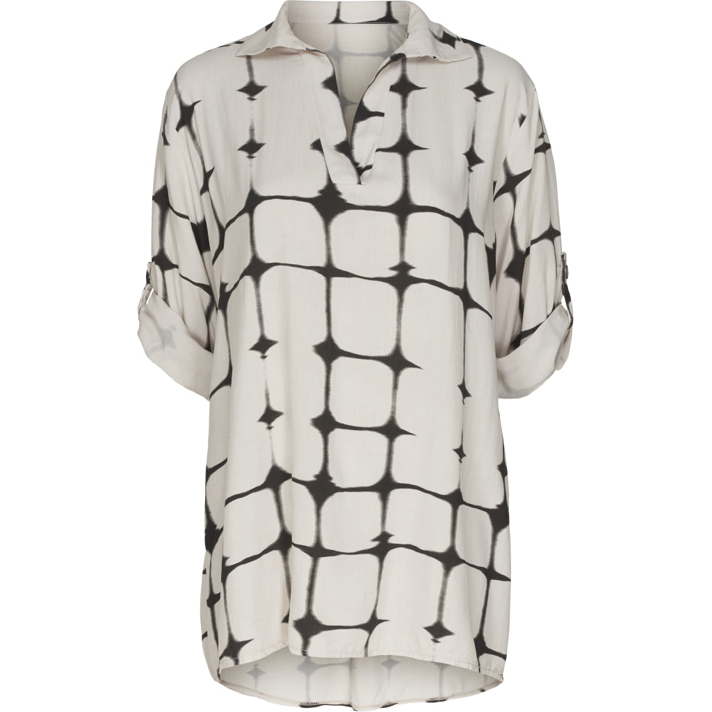 Ternet skjortebluse - Beige