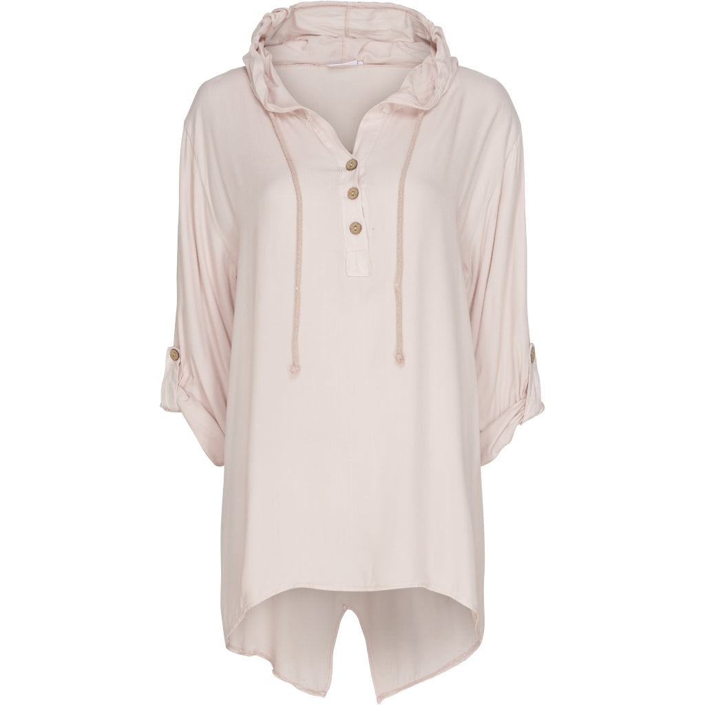Løstsiddende bluse m. hætte - Rose