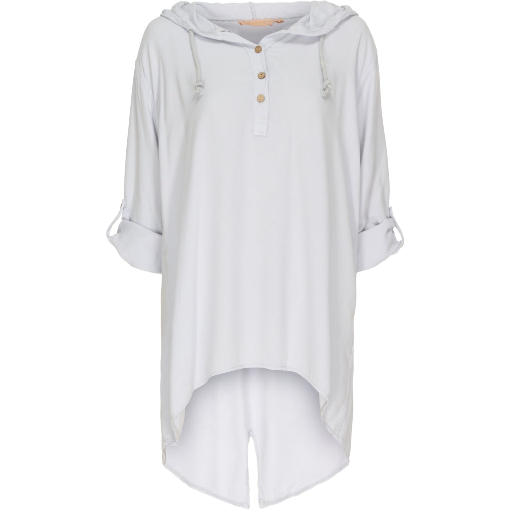 Løstsiddende bluse m. hætte - Grey