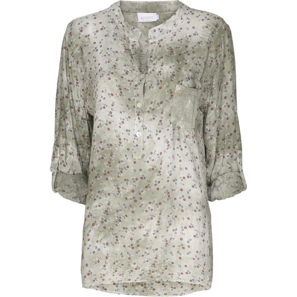 Blomstret skjortebluse - Green