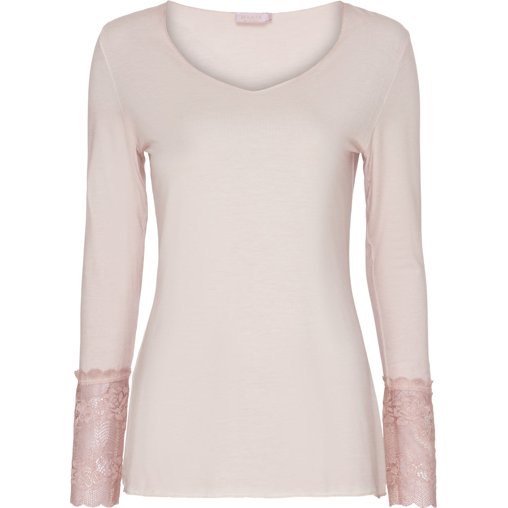 Bluse med blondeærmer 10422 - Rose Online nu