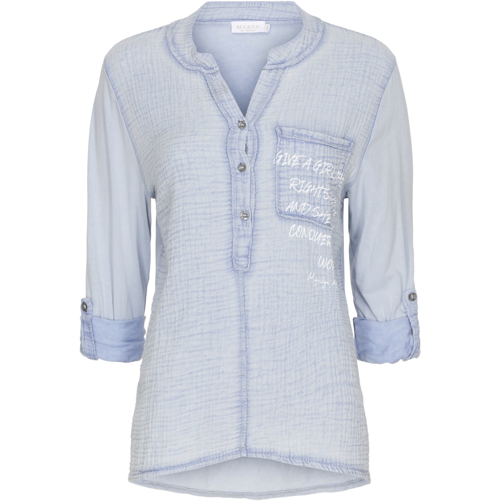 Bomuldskjorte - Jeans Blue Rabat