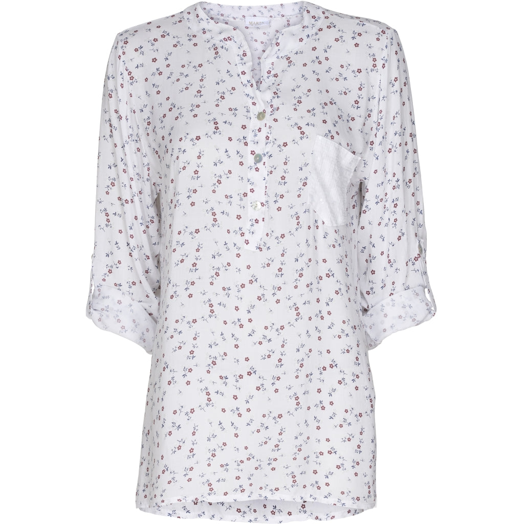 Blomstret skjortebluse - White