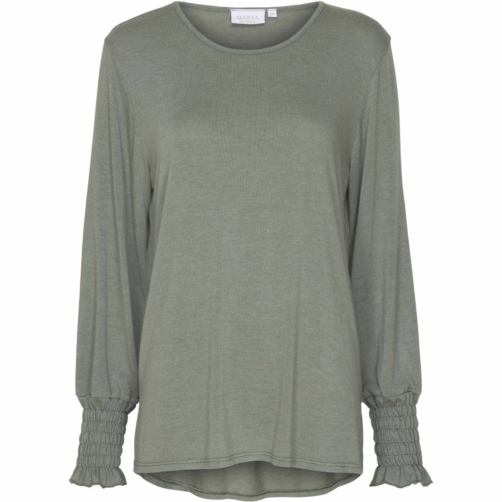 Bluse med elastik - Kaki