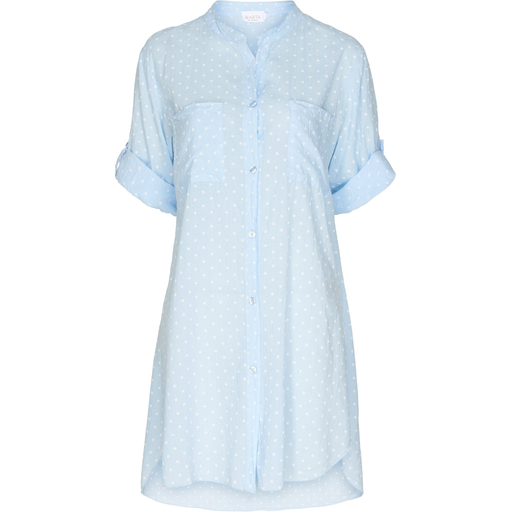 Skjorte med hvide prikker - Light blue