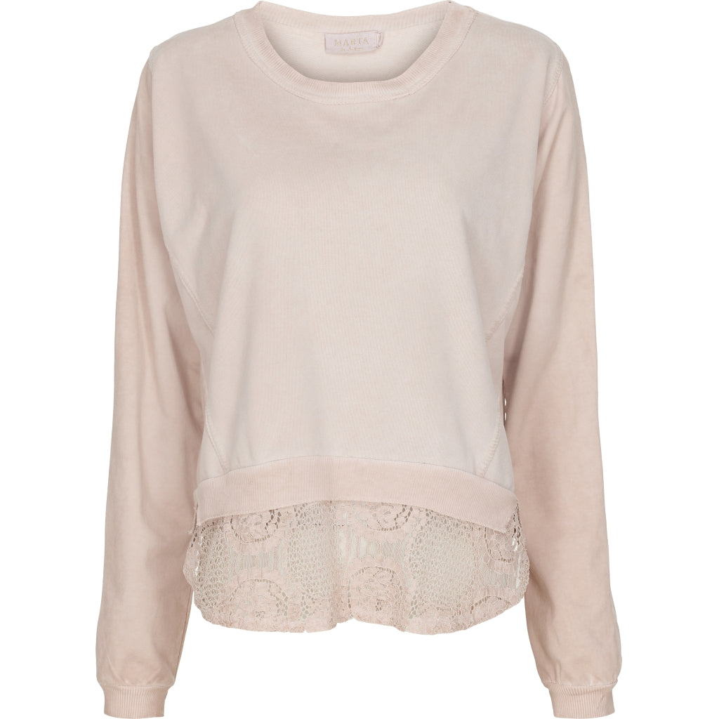 Sweatshirt med blondekant - Rose