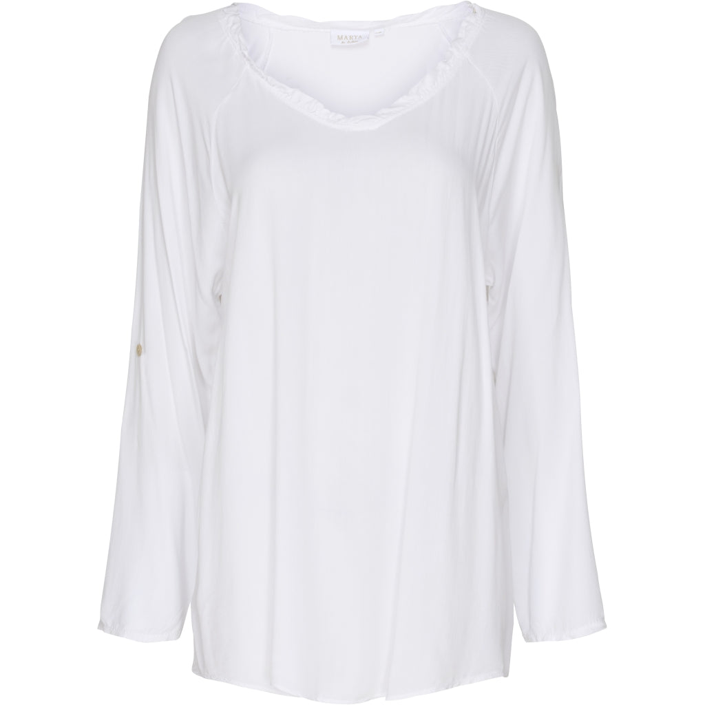 Langærmet bluse - White