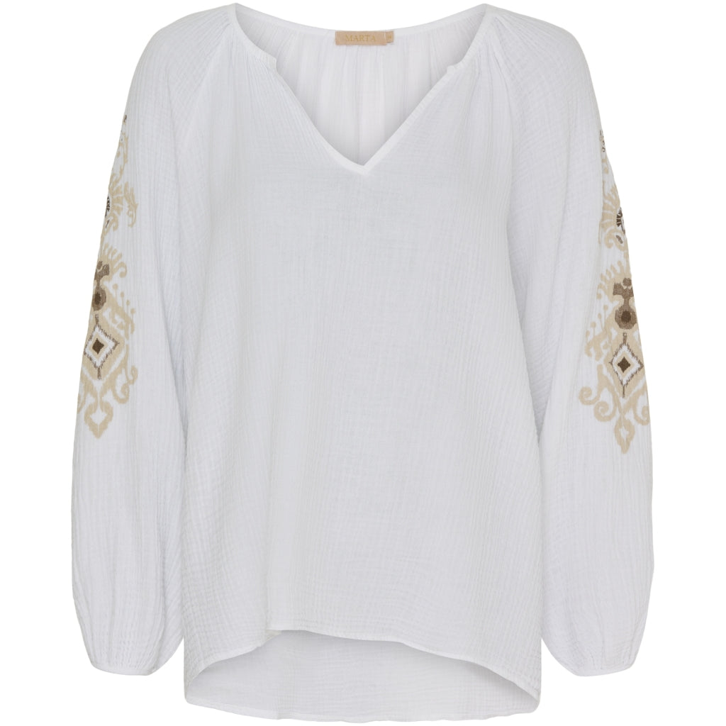 Marta Du Chateau dame bluse MdcIrma - White Beige Print