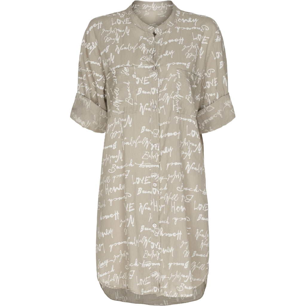 Skjortekjole med skrift - Beige