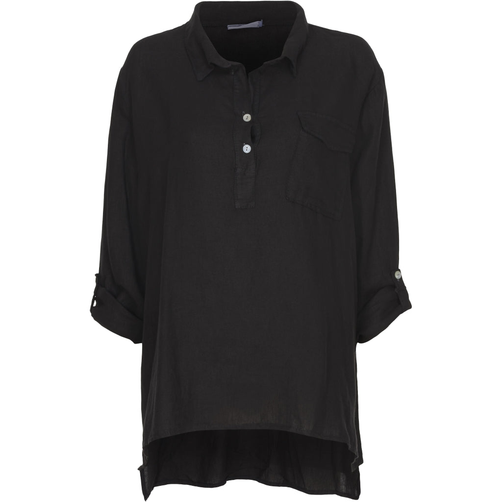 Skjorte med brystlomme - Black