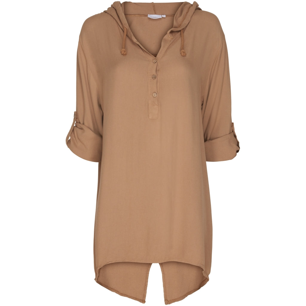 Løstsiddende bluse m. hætte - Camello Online salg