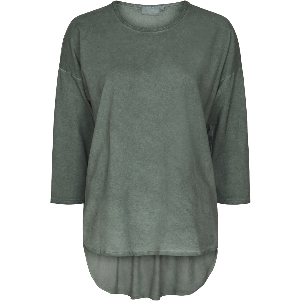 Bluse med 3/4 ærmer - Kaki