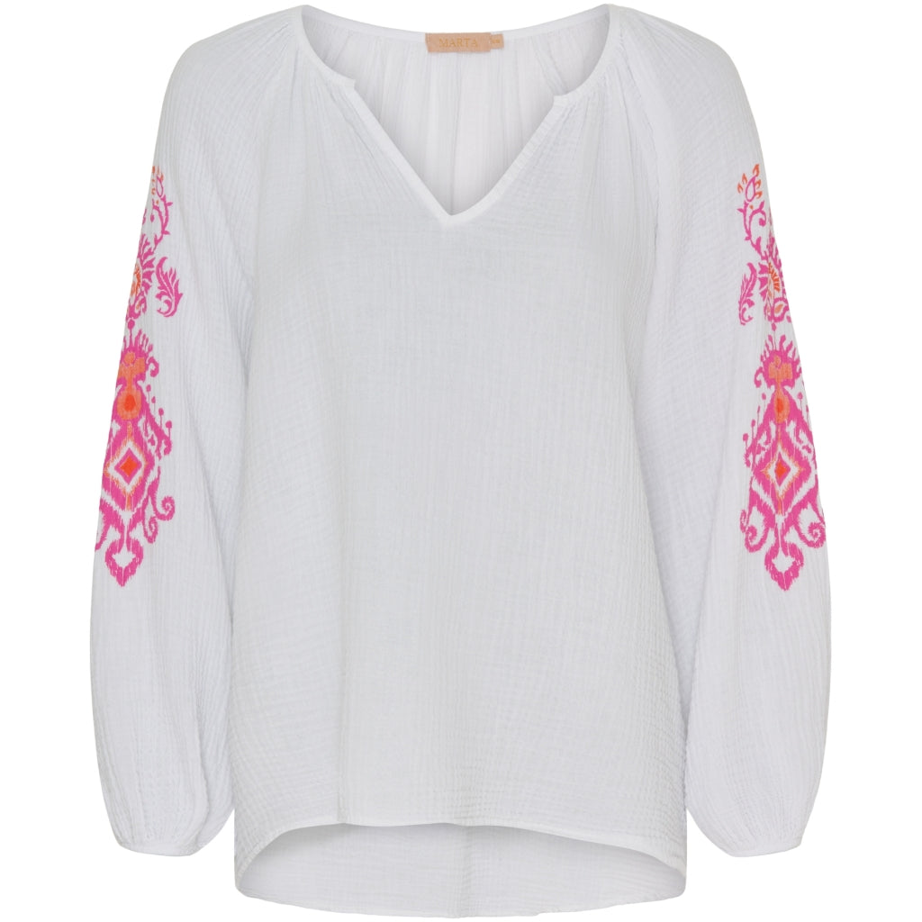 Marta Du Chateau dame bluse MdcIrma - White Fuxia Print