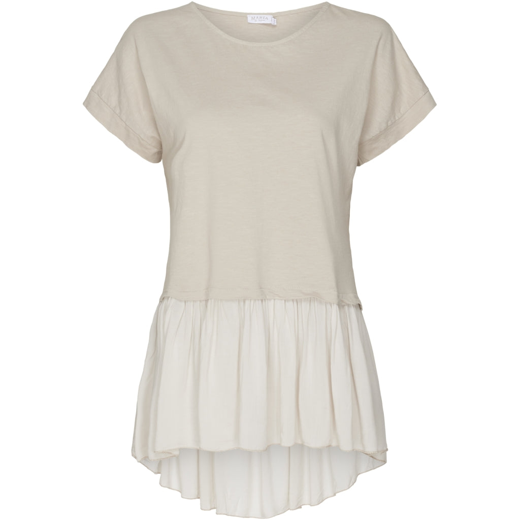 T-shirt med rund hals - Beige