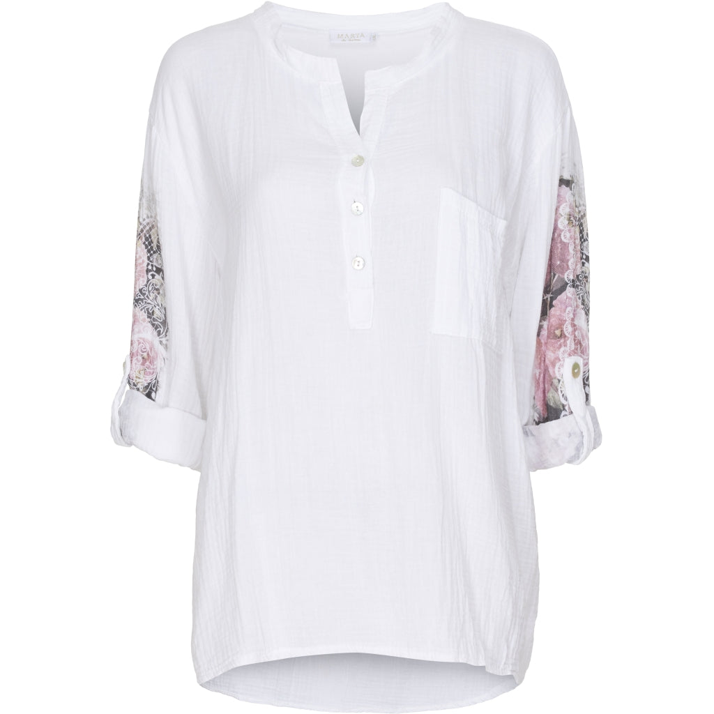 Bluse med blomster - White