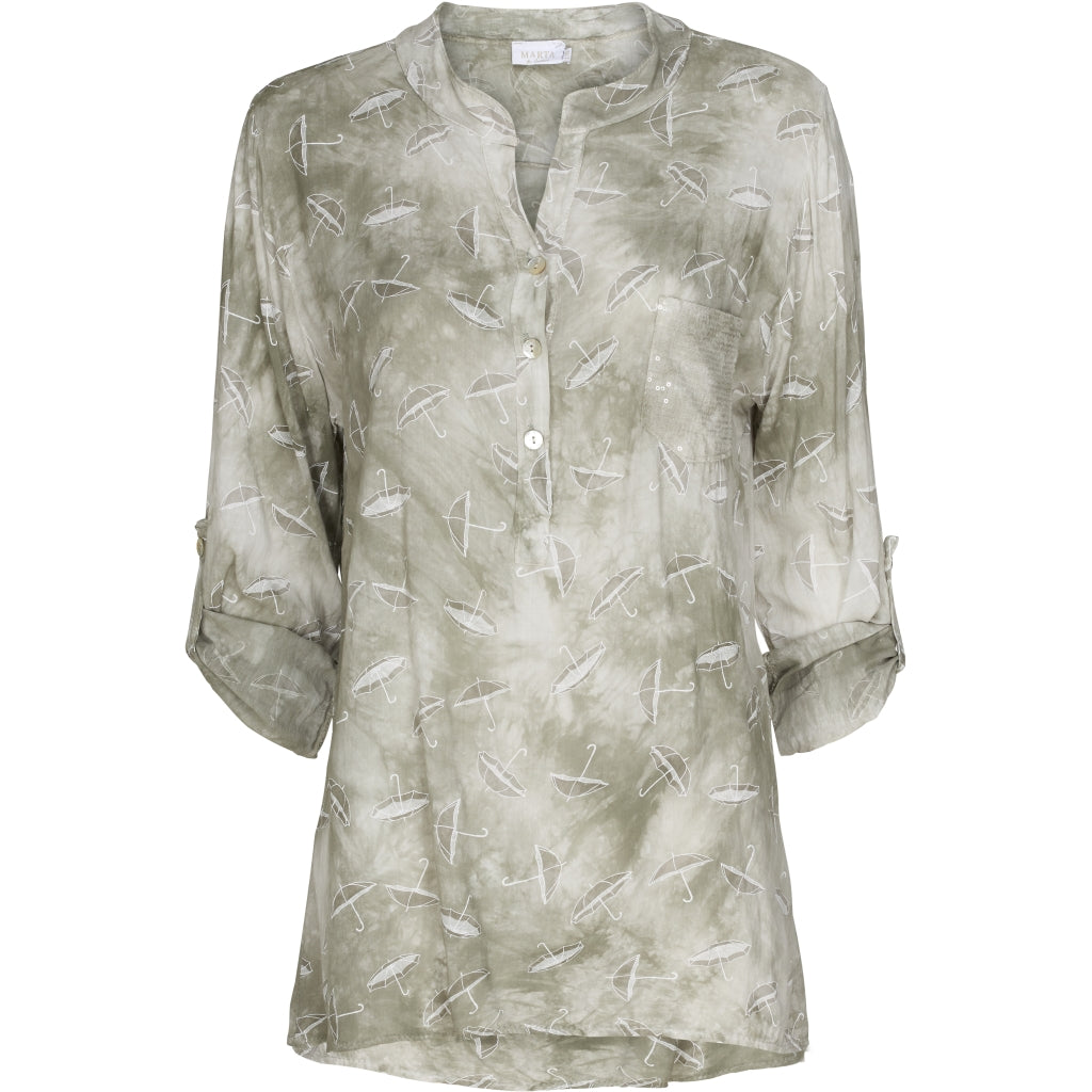 Skjortebluse med mønster - Green
