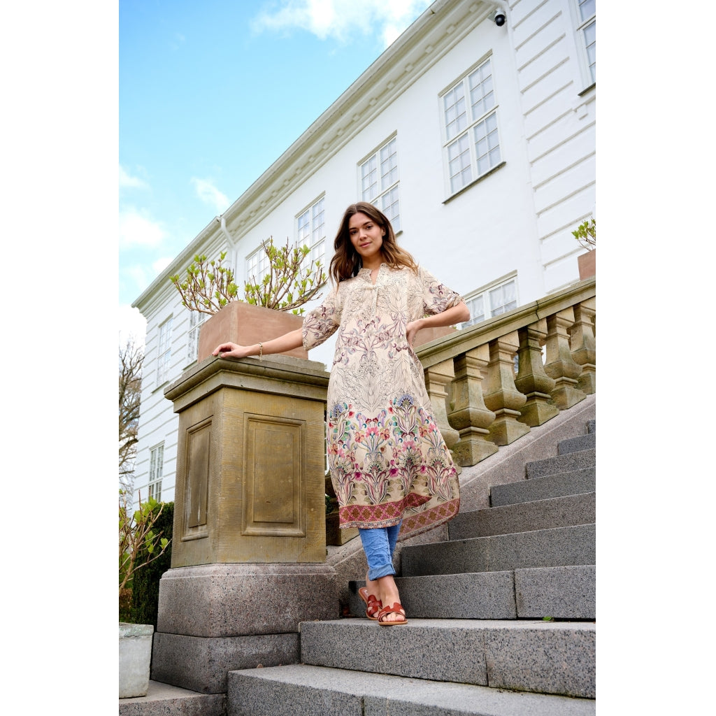 Marta Du Chateau dame kjole MdcHelma 5677 - Beige Flower