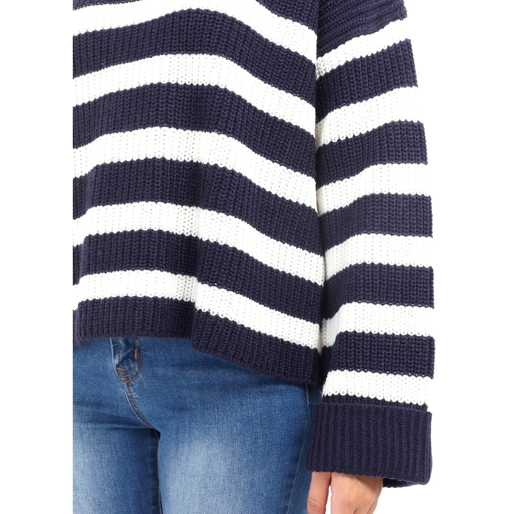 Brave Soul Stribet Pullover Marina - Navy Levere