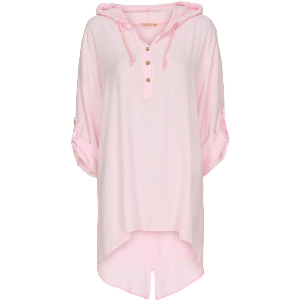 Løstsiddende bluse m. hætte - Bubblegum